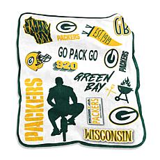 NFL Green Bay Packers Embossed Logo Sherpa Stripe Blanket