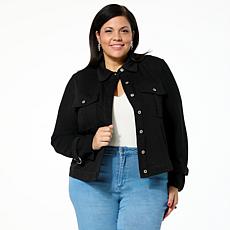GREY by Jhoan Sebastian Grey Knit Denim Jacket w/Mesh Sweater Sleeve