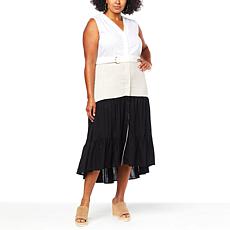 H Halston Studio Tiered Colorblock Maxi Dress