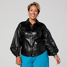Harlem's Fashion Row x Kaphill Collection Faux Leather Shirt Jacket