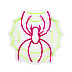 Haunted Hill Farm 0.9-Ft. Neon Pink & Green LED Spider with Web Wal...