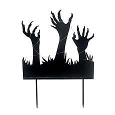 Haunted Hill Farm 2-Ft. LED Metal Zombie Hands Coming From Ground D...