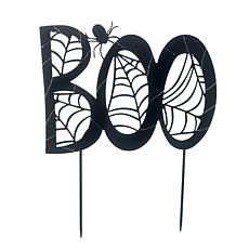 Haunted Hill Farm 2.3-Ft. LED Metal “Boo” Decoration with Stake for...