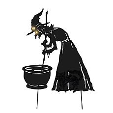 Haunted Hill Farm 3-Ft. Black Metal Lighted Witch & Cat Decoration ...