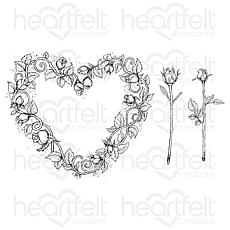 Heartfelt Creations Budding Rose Heart Cling Stamp Set