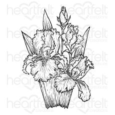 Heartfelt Creations Iris Garden Blooms Cling Stamp Set