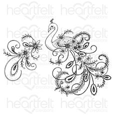 Heartfelt Creations Ornate Peacock Cling Stamp Set