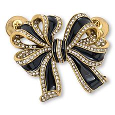 Heidi Daus French Ribbon Crystal and Black Enamel Magnetic Pendant