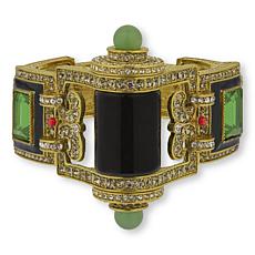 Heidi Daus Goldtone Eclectic Combo Glass and Crystal Hinged Bracelet