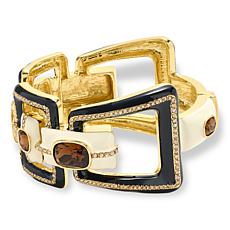 Heidi Daus New Century Enamel and Crystal Hinged Bangle Bracelet