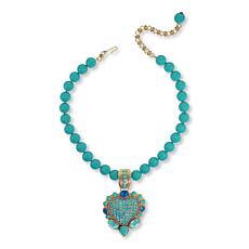 Heidi Daus Santa Fe Heart Crystal Pendant with Bead Necklace