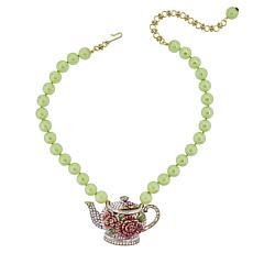 Heidi Daus Tea Time 17-3/4" Bronze-Tone Crystal Beaded Drop Necklace