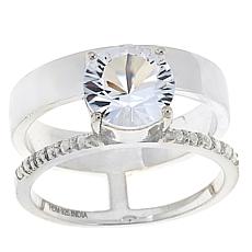 Herkimer Mines "Diamond" Quartz Solitaire Stone Cutout Ring