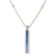 House of Ellure Blue Ombré Sapphire and White Zircon Bar Drop Necklace