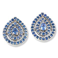 House of Ellure Sterling Silver Blue Sapphire Pear-Shape Stud Earrings