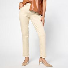 HUE Crosshatch Denim Straight-Leg Pull-On Pant