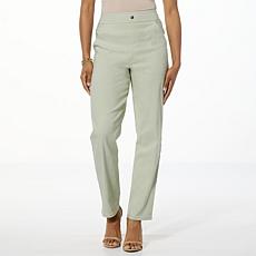 HUE Pull-On Linen Blend Straight Leg Pant