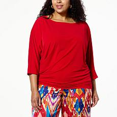 IMAN Global Chic 3/4-Sleeve Gathered Dolman Top 