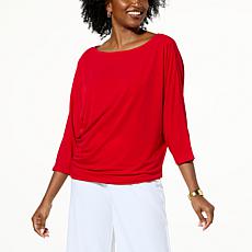 IMAN Global Chic 3/4-Sleeve Gathered Dolman Top 