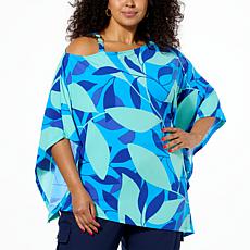 IMAN Global Chic Asymmetric Scarf Top with Buckle 