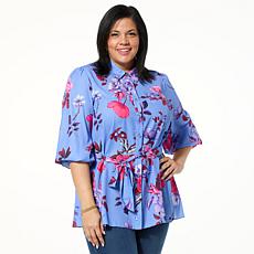 IMAN Global Chic Printed Button-Front Everything Blouse