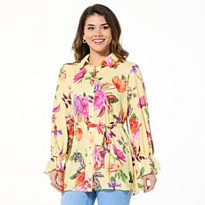 IMAN Global Chic Printed Button-Front Everything Blouse