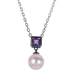 Imperial Pearls Cultured Freshwater Pearl and Amethyst Drop Necklace
