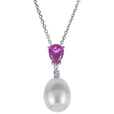 Imperial Pearls Cultured Pearl and Created Gemstone Pendant Necklace