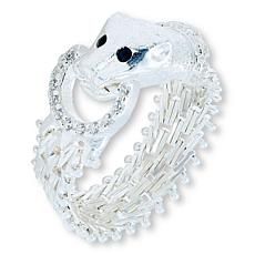 Imperial Silver Lamé Mesh Diamond-Cut Sterling Silver Panther Ring