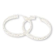 Imperial Silver Mirror Design Diamond-Cut 1-1/2" Hoop Earrings