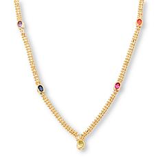 Imperial Silver Multicolor CZ Diamond-Cut Link Necklace