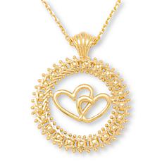 Imperial Silver Polished Diamond Cut Heart Pendant Necklace