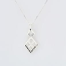 Imperial Silver Satin Lame' Diamond-Cut Pendant with Chain