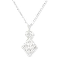 Imperial Silver Satin Lame' Diamond-Cut Pendant with Chain