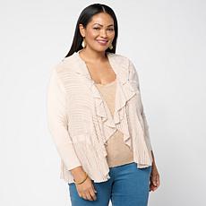 Jaclyn Smith 3/4-Sleeve Sweater Knit Flounce Cardigan