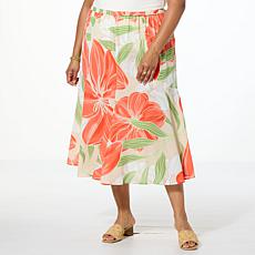 Jaclyn Smith Pebbled Crepe Bias-Seamed Pull On Midi Skirt