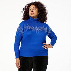 Jaclyn Smith Rhinestone Turtleneck Sweater