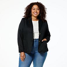 Jaclyn Smith Stretch Woven Buttoned Blazer