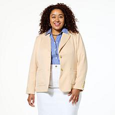 Jaclyn Smith Stretch Woven Buttoned Blazer