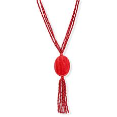Jay King 3-Strand Red Coral Tassel Drop Necklace