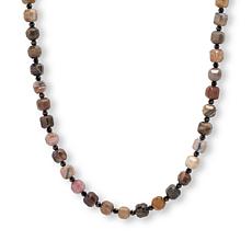 Jay King 36" Petrified Wood and Black Spinel SS Necklace