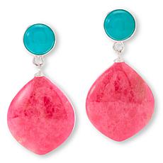 Jay King Amazonite and Baroque Rose Rhodonite Drop Earrings