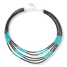 Jay King Black Spinel and Turquoise Bead 5-Strand 18" Necklace