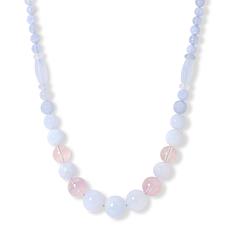 Jay King Blue Chalcedony & Rose Quartz Bead Necklace