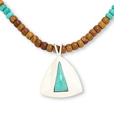 Jay King Chilean Turquoise and Jarosite Pendant with Beaded Necklace