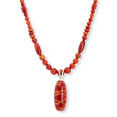 Jay King Indonesian Red Coral Pendant with Bead Necklace