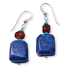 Jay King Lapis, Amber and Turquoise Drop Earrings