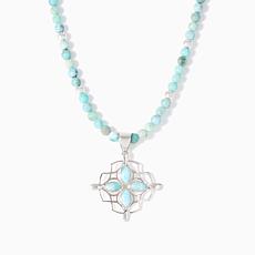 Jay King Larimar Pendant with Beaded Necklace, Sterling