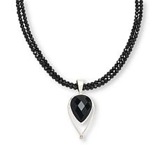 Jay King Midnight Chalcedony Pendant on 2-Strand Black Spinel Necklace