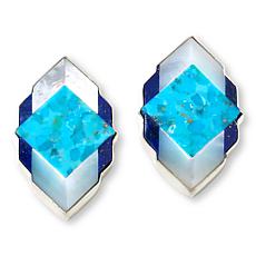Jay King Mother-of-Pearl, Turquoise and Lapis Inlay Earrings